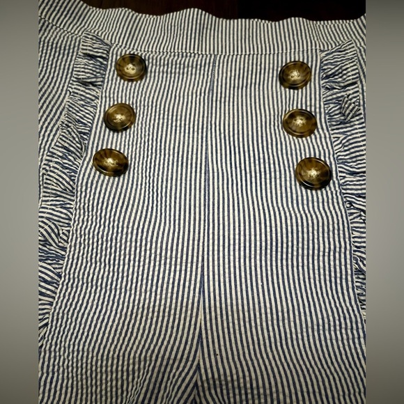 🍃NWOT Lauren James Birdie Stripe Ruffle Seersucker Front Shorts SZ:M - Picture 4 of 11